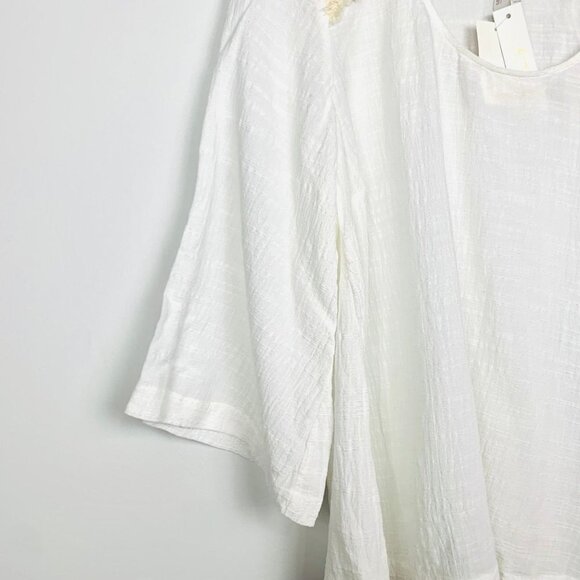 #21 Melissa Mccarthy Seven7 | NWT White Embroidered Bell Sleeve Skimmer Blouse - Picture 3 of 5